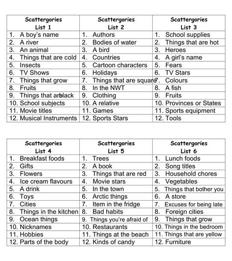how many players for scattergories|Scattergories .